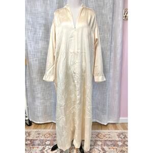 Vintage Oscar De La Renta Neiman Marcus Night Gown S Yellow Floral Satin Zipper